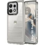 TheGiftKart Hybrid ShockProof Back Cover Case for Motorola Moto Edge 50 Pro 5G | Stylish Camera Border | Plated Buttons | Crystal Clear Hard Back Case for Moto Edge 50 Pro (TPU&PC, Transparent Bumper)