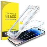 JETech One Touch Install Screen Protector for iPhone 14 Pro 6.1-Inch, Full Coverage Tempered Glass Film, Auto Alignment Tool Kit, HD Clear, 2-Pack