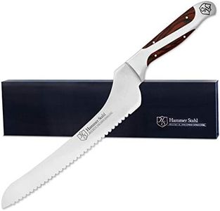 Hammer Stahl 9-Inch Offset Bread Knife - Scallop Serrated Blade - High Carbon German Steel - Ergonomic Quad-Tang Pakkawood Handle