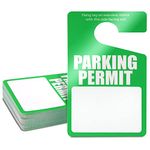 50 Pack Green Parking Permit Hang Tags, Temporary Hanging Passes Blank Plastic Placards for Car Rear View Mirror, Bulk (3 x 5 in)