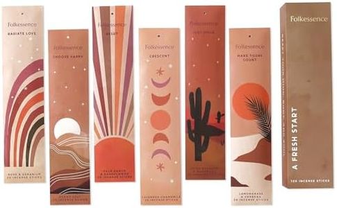 Folkulture Incense Sticks - Pack of 6 Insenses - 120 Sticks, Lavender Chamomile, Palo Santo Sandalwood, Lemongrass, Ocean Salt, Rose Geranium, Spiritual Gifts, Organic & Slow Burning (A Fresh Start)