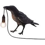 Raven Table Lamp - Crow Desk Lamp - Lifelike Resin Raven Light, Birds Table Light for Bedside Bedroom Living Room Decor (Black)