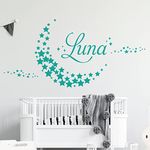 Moon Made of Stars - Personalised Name Nursery Wall Art Sticker [Turquoise]