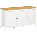 HOMCOM Buffet Cabinet, Sideboard, Storage Cabinet with Doors, 2 Adjustable Shelves, White and Natural