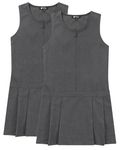 Pack of 2 - Girls Pleated School Pinafore (Heaton) Heart Zip Grey Black 3-16 Years