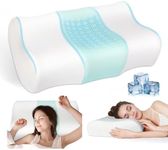 JINXIA Cooling Memory Foam Pillow Cervical Neck Pillow,Ergonomic Orthopedic Contour Pillow for Neck Support,Cervical Bed Pillow for Side/Back/Stomach Sleeper