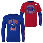 NFL Boys Youth 8-20 Game Day Team Color 3 Pack T-Shirt and Long Sleeve Combo Shirt Set, New York Giants, L