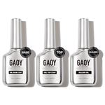 GAOY Gel Top Coat, Builder Gel and Base Coat Set, 3 Pcs 16ml Clear Glossy No Wipe Combination for UV Light Cure Gel Nail Polish