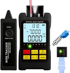 Portable 5-in-1 Fiber Optic Cable Tester with Optical Power Meter, Cable Finder,Visual Fault Locator & RJ45 Network Test, SC/FC/ST Universal Interface with LC Adapter