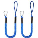 Boat Bungee Dock Lines with 316 Hook, 4 Feet Stretches to 6 Feet Mooring Rope 2-Pack for Docking, Mooring Line Boat Accessories Docking Ropes PWC Dock Ties for Boats (Blue)