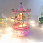 IBLUELOVER Classic Carousel Music Box LED Colour Changing 4 horse Rotating Music Box Light Melody Artware Birthday Christmas Festival Musical Gift for Baby Kids Daughter Birthday