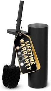 Black Toilet Brush and Holder Set - Scratch Resistant Black Toilet Bowl Brush and Holder with Soft Bristles Replaceable Head, Protection from Splashes, and Compact Design - for Effective Cleaning