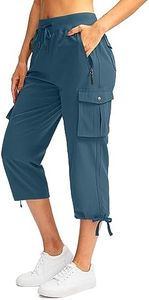 Soothfeel Women's Cargo Capris Pants with 6 Pockets Lightweight Quick Dry Travel Hiking Summer Pants for Women Casual (Blue Grey, S)