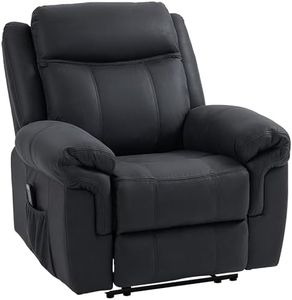 HOMCOM Vibration Massage Recliner Chair, Manual Microfibre Reclining Chair for Living Room with Side Pockets, Footrest, Remote, Easy Assembly, Black