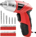 Hi-Spec 27pc 3.6V Red Small Power Electric Screwdriver Set. Cordless & Rechargeable with Driver Bit Set