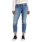 Silver Jeans Co. Women's Boyfriend Mid Rise Slim Leg Jeans, Med Wash Caa209, 27W x 29L