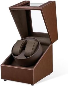 Mcbazel Watch Winder for Automatic Watches, Double Automatic Watch Winder Box with Quiet Japan-made Motor, Automatic Watch Display Storage Rotation Wristwatch Box with 2 Slots (Brown PU Leather)