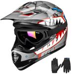 ILM Youth Kids ATV Motocross Helmet Goggles Sports Gloves Dirt Bike Motorcycle Off Road DOT Approved B07(Youth-L, Shark Gray)