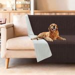 H.Versailtex Waterproof Dog Blanket, Soft Pet Blanket for Medium and Large Dogs, Cats, Machine Washable, Reversible Dog Couch Cover Protector, 229x218cm, Brown