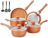 M MELENTA Pots and Pans Set Non Stick, 11pcs Ceramic Nonstick Cookware Set Induction Cookware, Pots and Pans with Frying Pan, Sauce Pan, Cooking Pot, Kitchen Utensils, 100% PFOA Free, Copper