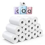 12 Rolls Instant Print Camera for Kids Refill Print Paper - Hikkon Thermal Print Paper Rolls Photo Print HD Printing for Most Kids Instant Camera (White)