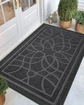 DEXI Large Door Mat Indoor Outdoor Mat, Rubber Indoor Mats for Entrance, All Weather Non Slip Heavy Duty Traps Dirt Inside Doormat Welcome Mat Outdoor, 4'x6', Grey