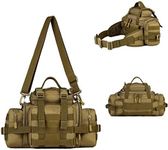 JFFCESTORE Tactical Sling Pack Deployment Bag Compact Utility Carry Bag Fanny Pack Waist Bag EDC Camera Bag MOLLE Case Heavy Duty with Shoulder Strap (Coyote Lager)