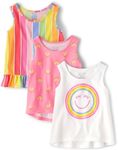 The Children's Place Baby Toddler Girls Everyday Tank Tops, Rainbow 3-Pack, 2T, Rainbow 3-Pack, 2 Years