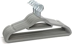 50 Non Slip Velvet Hangers | Heavy Duty Grey Felt Coat Hangers |360 Degree Swivel Hooks |Premium Space Saving Design