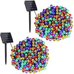 Lomotech Solar Christmas Lights, 2Pack Each 72ft 200 LED Solar String Lights, Waterproof Twinkle Lights with 8 Modes and Memory Function for Outdoor, Garden, Tree, Christmas Decorations (Multi-Color)