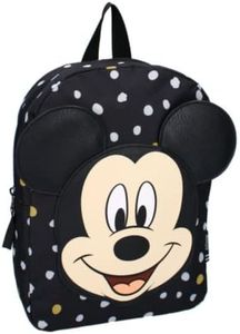 mybagstory - Mochila de Mickey Mouse, color negro, Disney para niños, escuela, guardería, guardería, mochila para niños, talla 31 cm, tirantes ajustables, idea de regalo, Negro