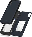 Goospery iPhone Xs Case, iPhone X Wallet Case with Card Holder, Protective Dual Layer Bumper Phone Case (Midnight Blue) IPX-MDB-NVY