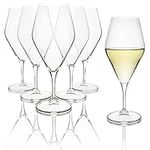 White Wine Glasses Set of 6, 16 oz, Modern Elegant, True Czech Lead-free Durable Crystal Wine Glass