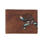 HOOEY Bi-Fold Leather Men's Wallet, Hawk - Brown/Navajo Serape