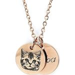 MignonandMignon Custom Pet Gifts Cat Memorial Necklace Custom Pet Jewelry Dog Mom Memorial Jewelry Custom Pet Portrait - CN-AP (Rose Gold)