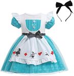 Dressy Daisy Princess Dress Up Clothes with Hair Hoop for Baby Girls Halloween Fancy Party Summer Outfits Tulle Skirt Size 12-24 Months Blue