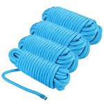 YaeMarine 4-Pack 3/8 Inch 1/2 Inch 5/8 Inch Double Braid Nylon Dockline Dock Line Mooring Rope for Boats 15 FT, 20 FT, 25 FT, Blue (1/2 Inch x 20 FT)