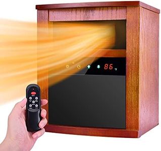 1500W Infrared Heater, Electric Space Heater with 3 Heat Modes, Remote Control & Timer, Room Heater with Overheat & Tip-Over Shut Off Protection, Wood Cabinet Heater for Large Room, Low Noise, Brown