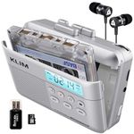 KLIM K7 Cassette Tape Player + Cassette to MP3 Converter + Portable Walkman Cassette Player + Tape Recorder with Built-in Microphone & Speaker + Rechargeable Battery + Earphones + 16GB SD Card