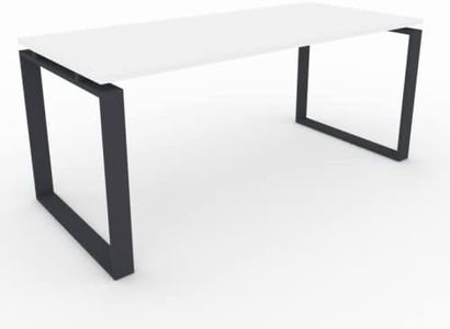 Genérico Mesa de Oficina Ideal para teletrabajo, despachos, Sala de Estudios y Ordenadores. con Gran amplitud para Dar mas Comodidad, Marco Cerrado Gris Grafito. (160x80, Blanco)