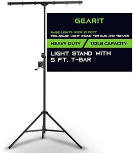 GEARit LED Light Stand With 5 Ft. T-Bar for 6 PAR Lights, Hand Crank, Heavy-Duty Tripod With Metal Joint, Pro-Grade Portable Design for DJ Lighting, Bands, Venues and Stages