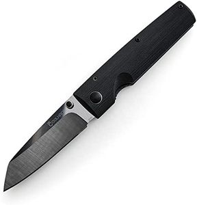 Cool Hand 3.87'' Folding Knife with G10 Handle - Polished Black Ceramic Sheep Foot Blade, Liner Lock Design & Pocket Clip, EDC Pocket Knife