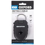 Oxford Products LK100 4-Digit Combination Lock with 75cm Retractable Cable, Black, One Size