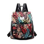 Jemsia Women’s Anti-Theft Backpack,Waterproof Daypack Shoulder Bag Ladies Rucksack Handbags Lightweight Nylon Casual School Daypacks for Travel Campus Shopping,Leaf