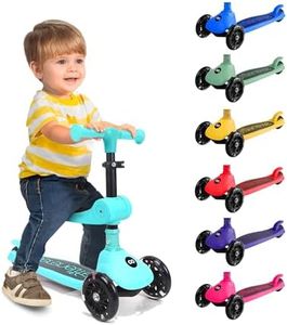 SereneLife 3-Wheel Foldable Kids Scooter – LED Wheel Lights, Adjustable Handlebar, Rear Foot Brake, Lean-to-Steer, Anti-Slip Deck – Ideal for Toddlers & Kids 2+, up to 110 lbs
