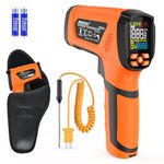 Infrared Thermometer Pyrometer MESTEK 50:1 Temperature Gun, -40℃ to 1600℃ High Temp Laser Thermometer with Color LCD for Industrial HVAC Forge Furnace Metal Smelting, Adjustable Emissivity