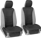 Motor Trend LuxeFit Black Seat Covers for Cars Trucks Van SUV (2 Pack), Premium Faux Leather Car Seat Covers, Easy to Install Automotive Seat Covers with Storage Pockets, Fits Most Vehicles