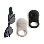 KLIPSTA SPEX Glasses Clips (2-pack) - Magnetic Glasses Holder for Clothes. Glasses Strap Alternative, ID Badge Holder. Extra Strong Magnet, Modern Design., Small, Black & Stone, Black & Stone, Small