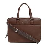 LOUIS STITCH Men's Brown Italian Leather Laptop Bag Multifunctional Executive Briefcase Work Formal Office Travel Business (LB-FHC)