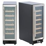 SIA WC30SS Undercounter Wine Cooler Fridge, 59L 19 Bottle Capacity, LED Light, Silver Black